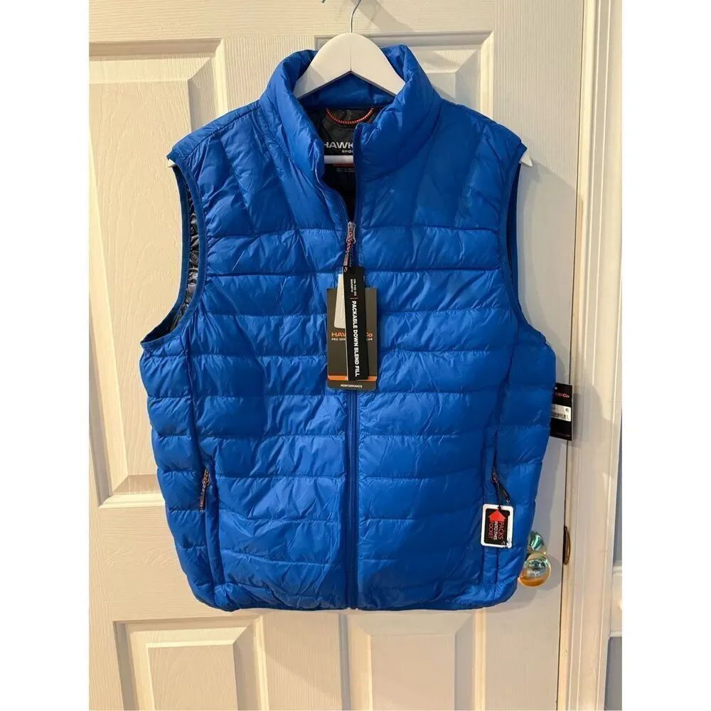 Hawke & Co. Sport Royal Blue Down Performance Packable Puffer Vest sz M NWT